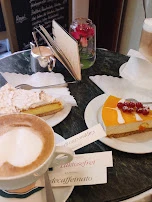 Cappuccino Latte Flavour Italienische Zitronen Und Mandeltorte Mantarinen Käsekuchen